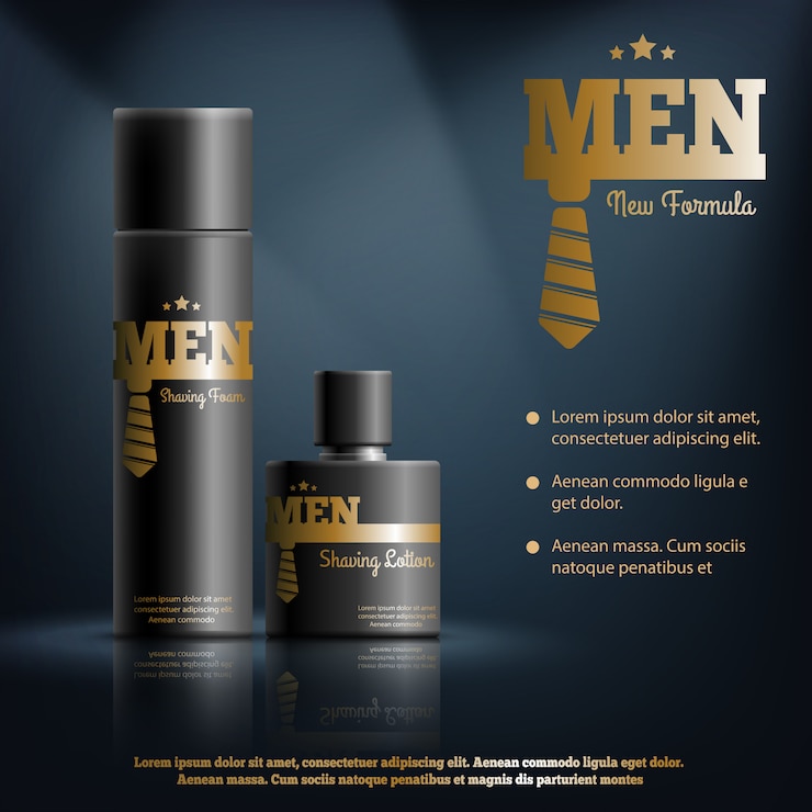 Vector gratuito composición realista de cosméticos de afeitado para hombre