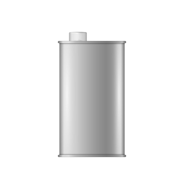 Composición realista de publicidad de aceite de motor con imagen aislada de ilustración de vector de recipiente de plástico