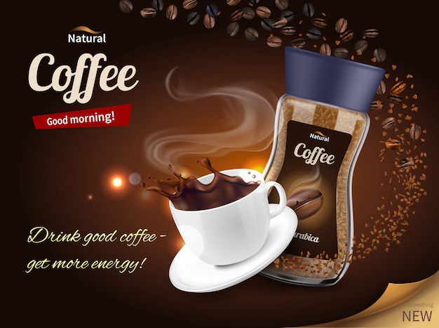 Composición realista de publicidad de café