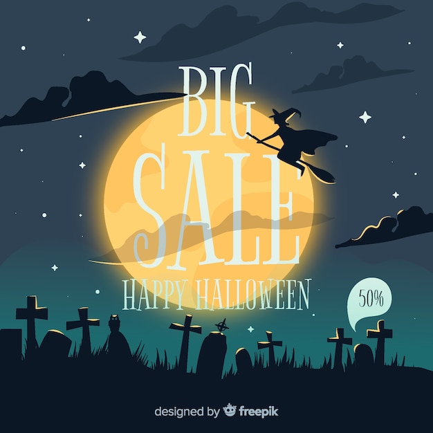 Vector gratuito composición de rebajas de halloween dibujada a mano