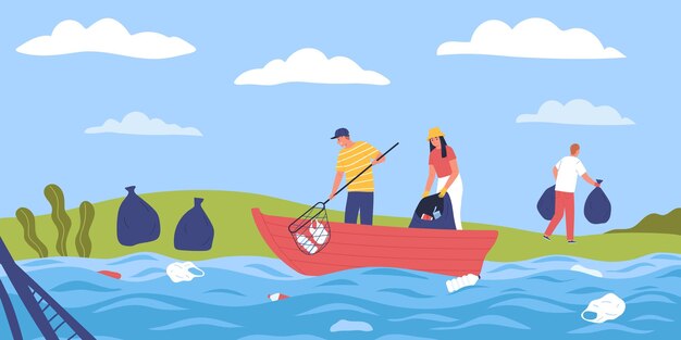 Composición de recolección de basura de agua