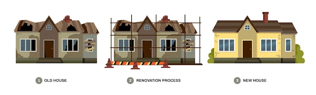 Composición de reconstrucción de casa histórica