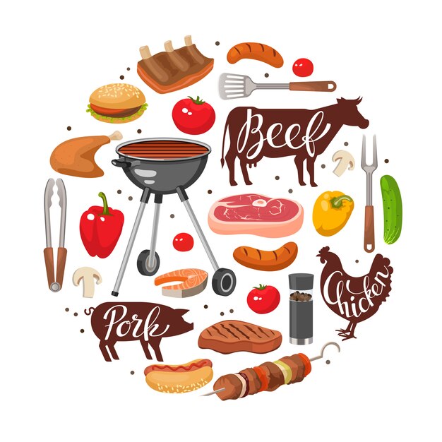 Composición redonda de BBQ Essentials