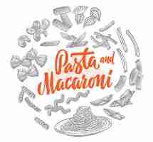 Vector gratuito composición redonda de elementos de comida italiana