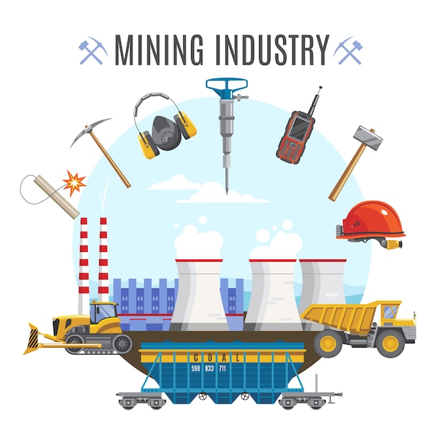 Composición redonda de la industria minera
