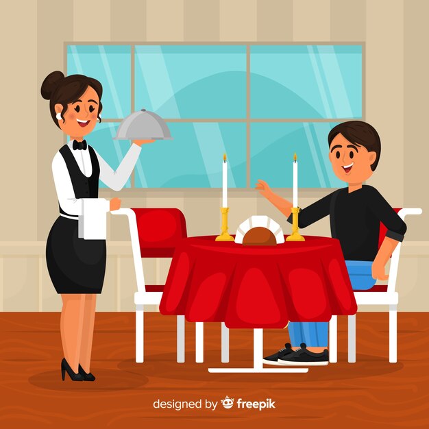 Composición de restaurante elegante con diseño plano