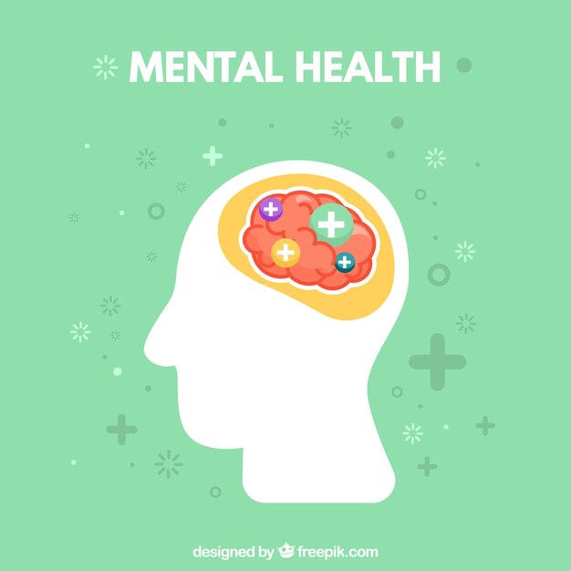 Composición de salud mental con diseño plano