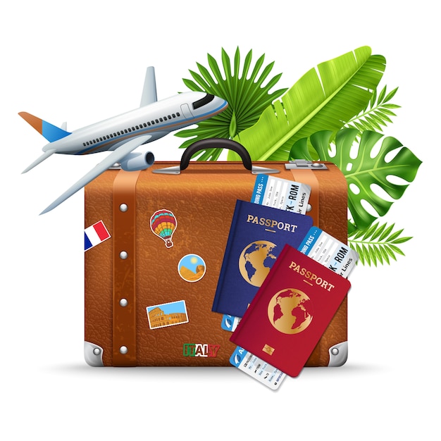 Composición del servicio de viajes aéreos de vacaciones tropicales