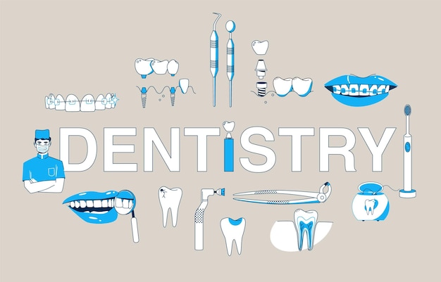 Vector gratuito composición de texto plano de odontología