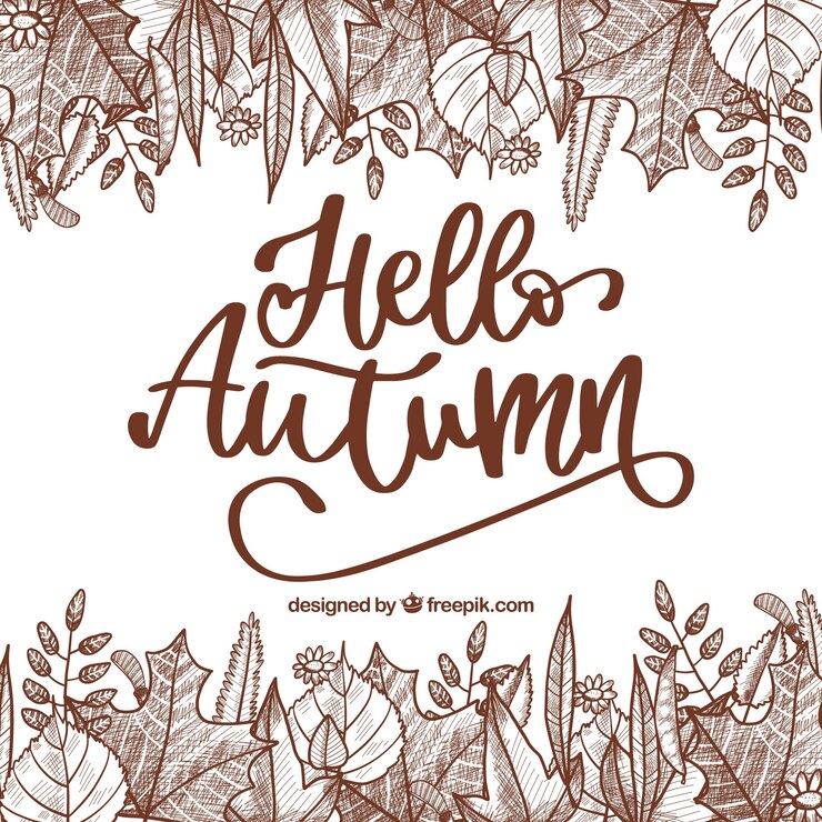 Vector gratuito composición con tipografía elegante de hola al otoño