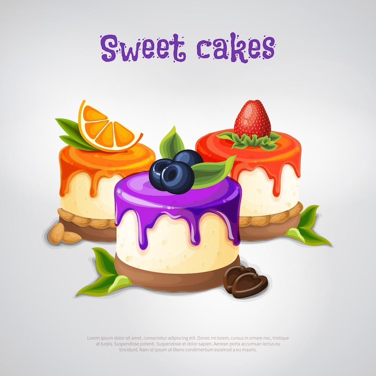 Vector gratuito composición de tortas dulces