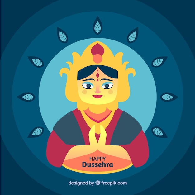 Vector gratuito composición tradicional de dussehra con diseño plano