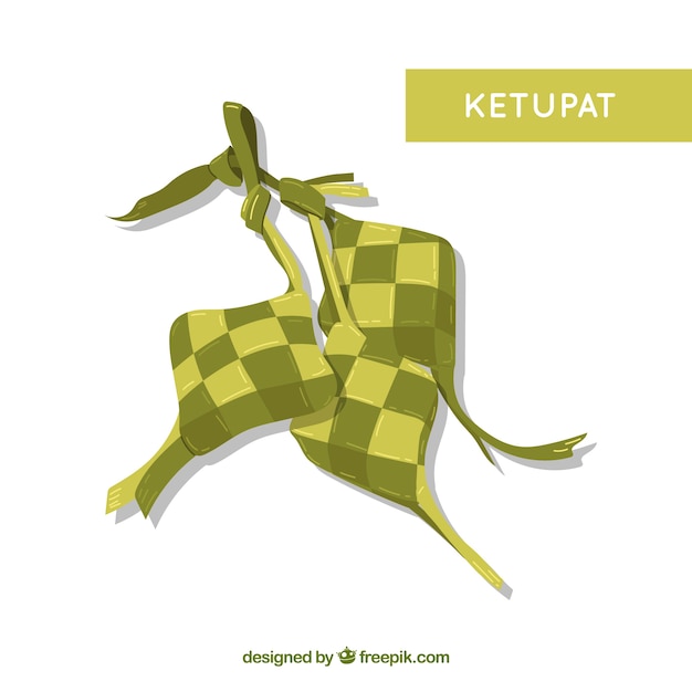 Composición tradicional de ketupat con diseño plano