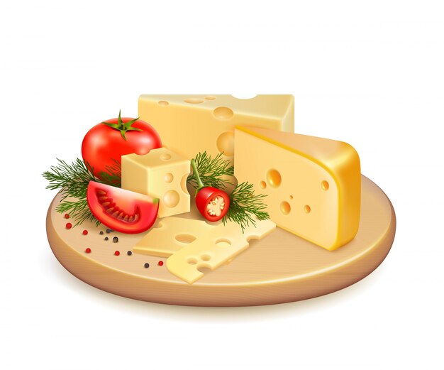 Composición de verduras de queso