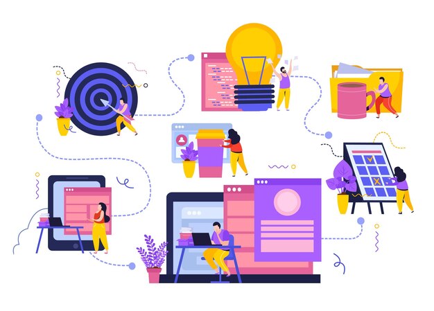 Composiciones de espacio de trabajo empresarial con diagrama de flujo