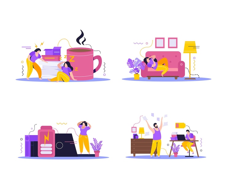 Vector gratuito composiciones de personas de baja energía con problema energético.