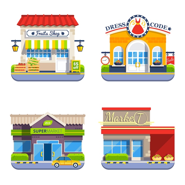 Vector gratuito comprar colección de iconos de colores planos