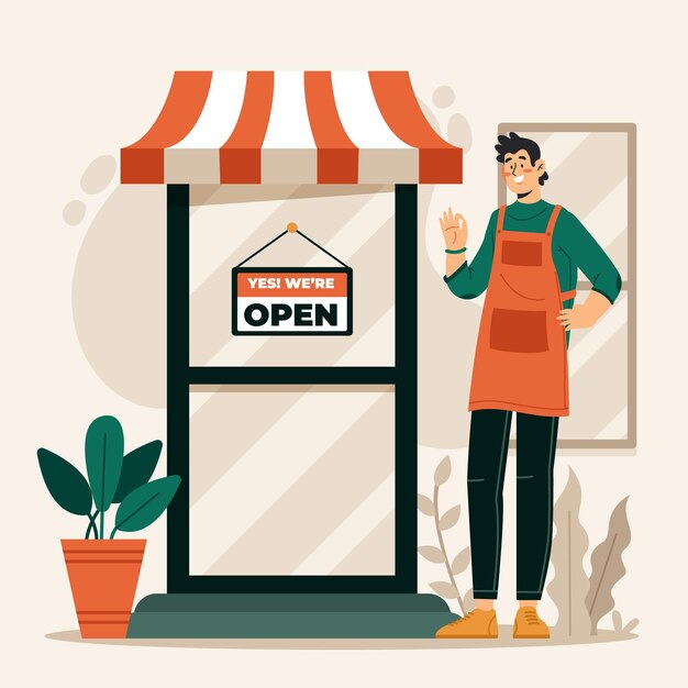 Comprar con letrero abierto