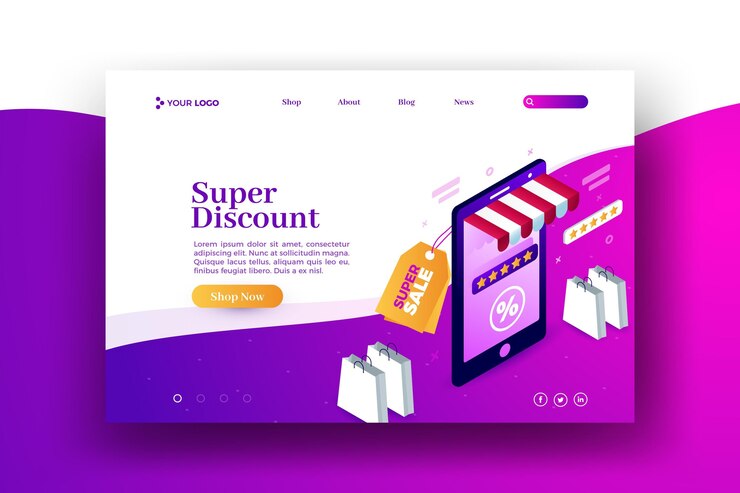 Vector gratuito comprar página de aterrizaje web de venta en línea