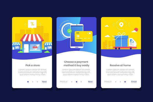 Comprar pantallas de aplicaciones de incorporación en línea
