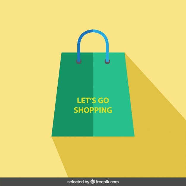 Compras bolsa en diseño plano