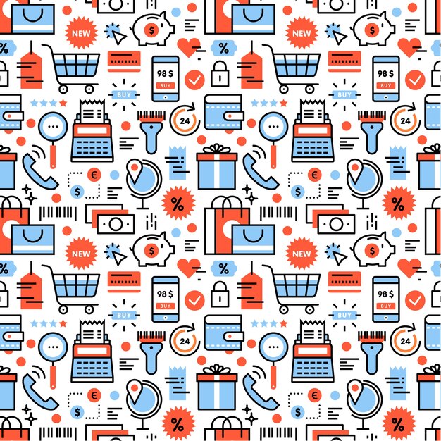 Compras y descuentos iconos cuadrados