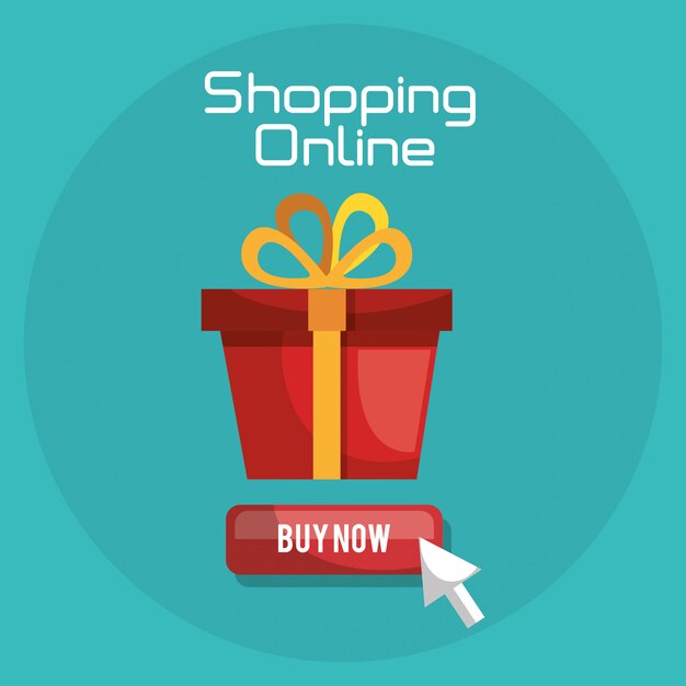 compras en línea con banner de caja de regalo