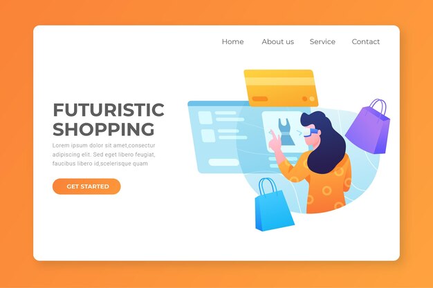 Compras en línea página de aterrizaje futurista