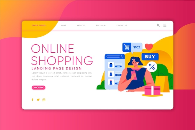 Compras en línea: página de destino