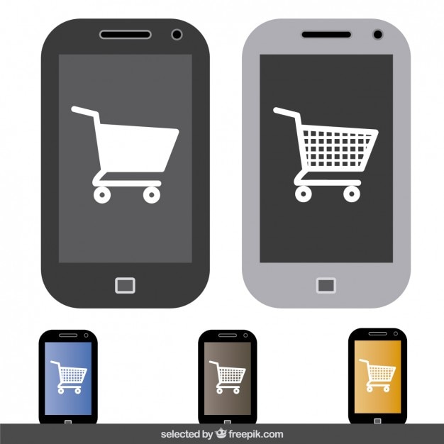 Vector gratuito las compras en línea en el teléfono móvil