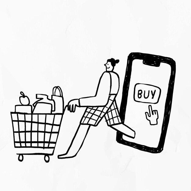 Compras en línea durante el vector de elemento pandémico de coronavirus