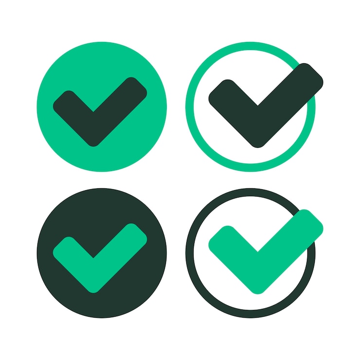 Vector gratuito compruebe el círculo plano y el contorno