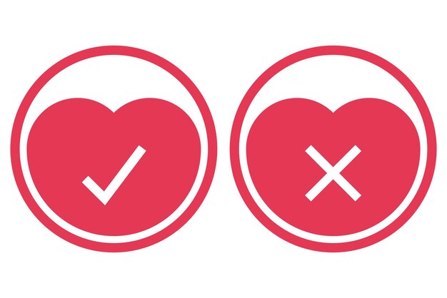 Compruebe y cruce los círculos del corazón
