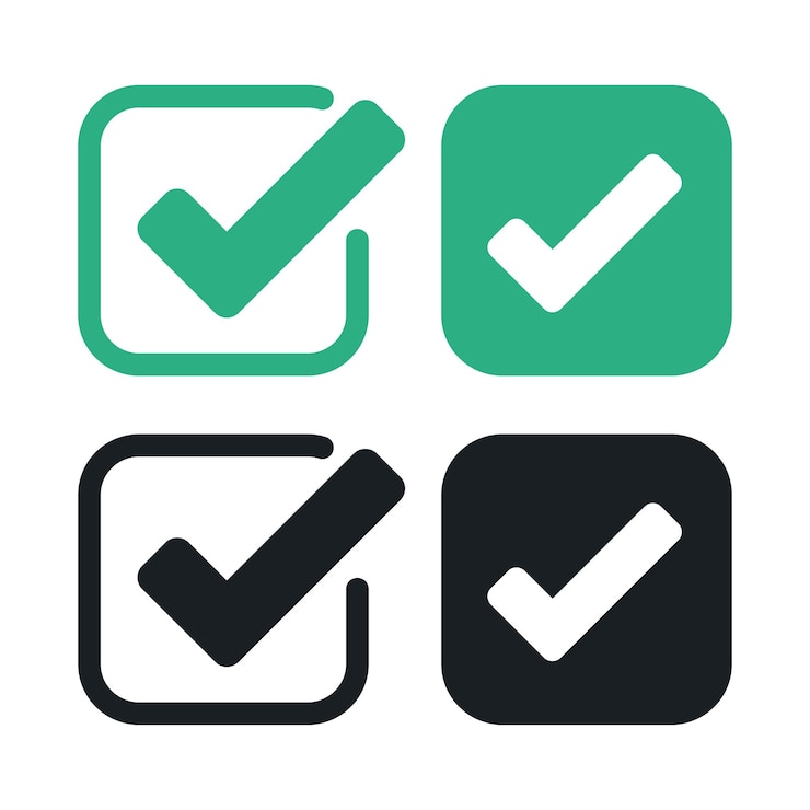 Vector gratuito compruebe los cuadrados de mark set de cuatro