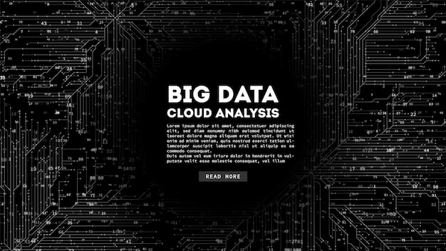 Vector gratuito computación en la nube de big data. visualización de blockchain. complejidad de la información de las redes sociales.