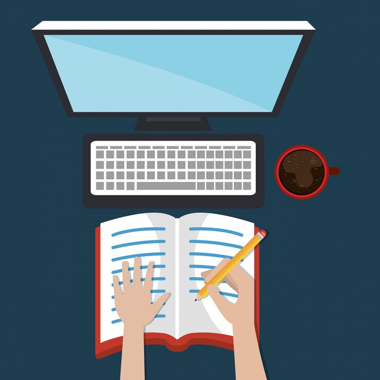 Vector gratuito computadora de escritorio con iconos de fácil aprendizaje