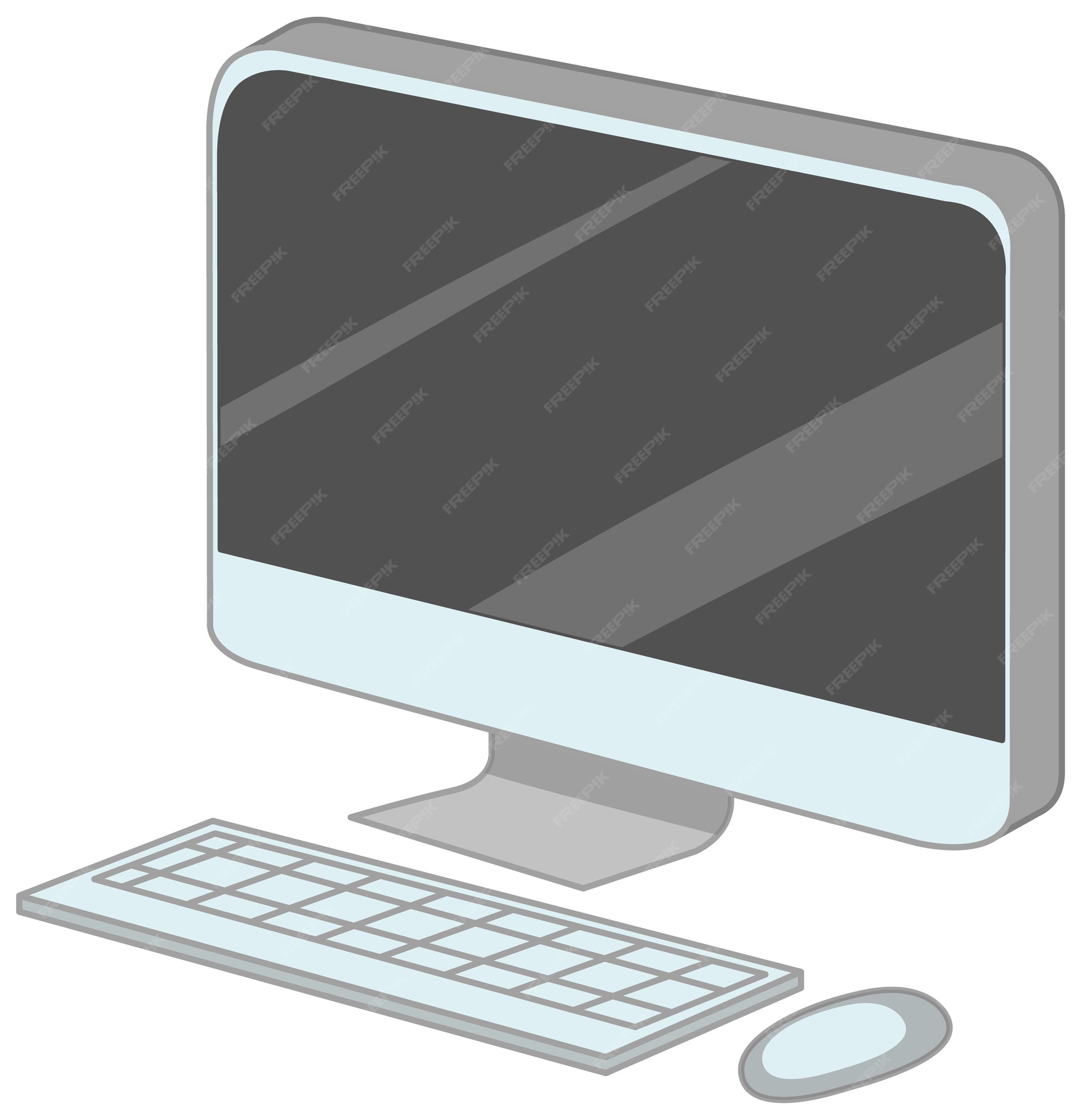 Computadora con estilo de dibujos animados de teclado y mouse aislado | Vector Gratis Computadora con estilo de dibujos animados de teclado y mouse aislado | Vector Gratis