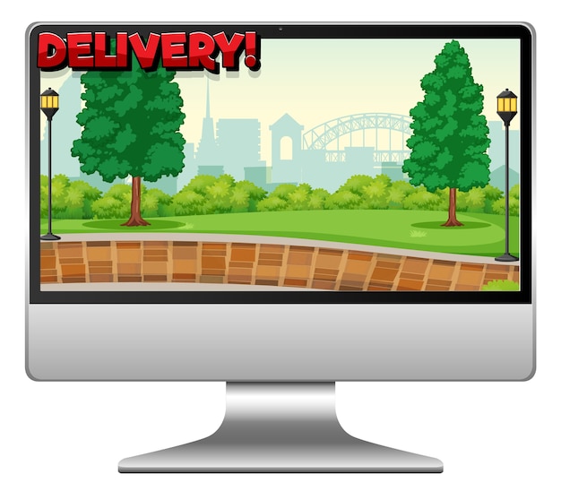 Vector gratuito computadora con logo de entrega