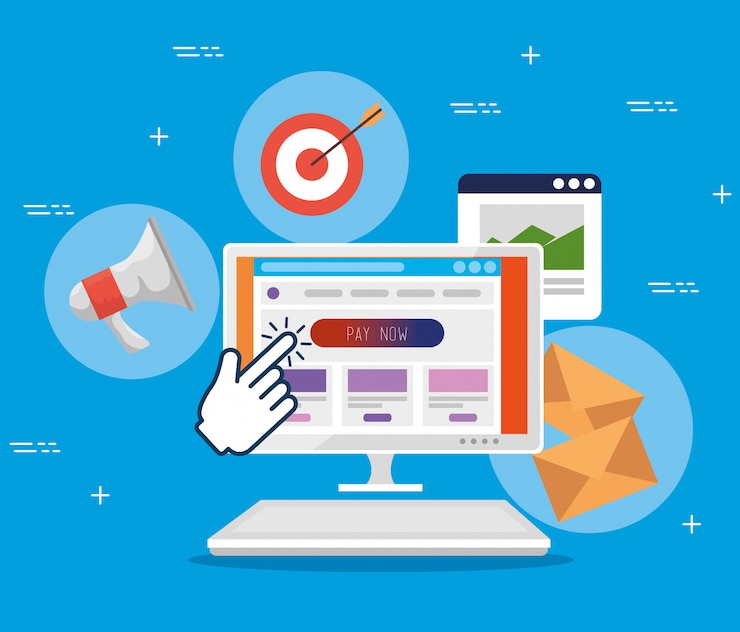 Vector gratuito computadora con puntero de mano cursor de píxel