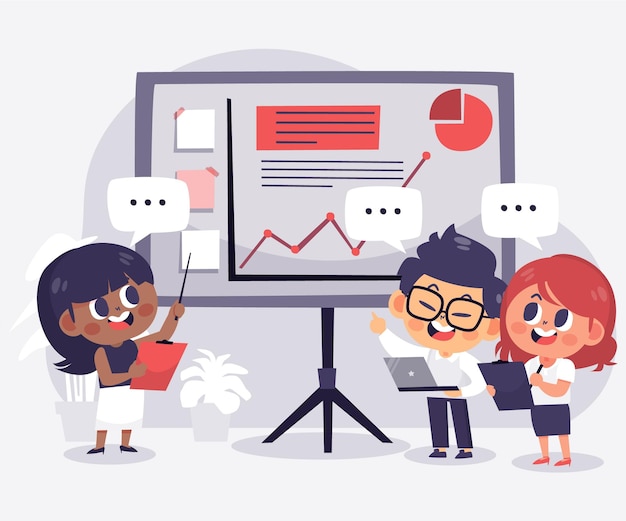 Comunicación empresarial de dibujos animados de diseño plano | Vector Gratis Comunicación empresarial de dibujos animados de diseño plano | Vector Gratis