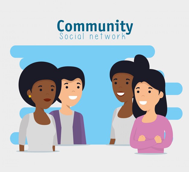Comunidad de amigos con mensaje de cooperación social