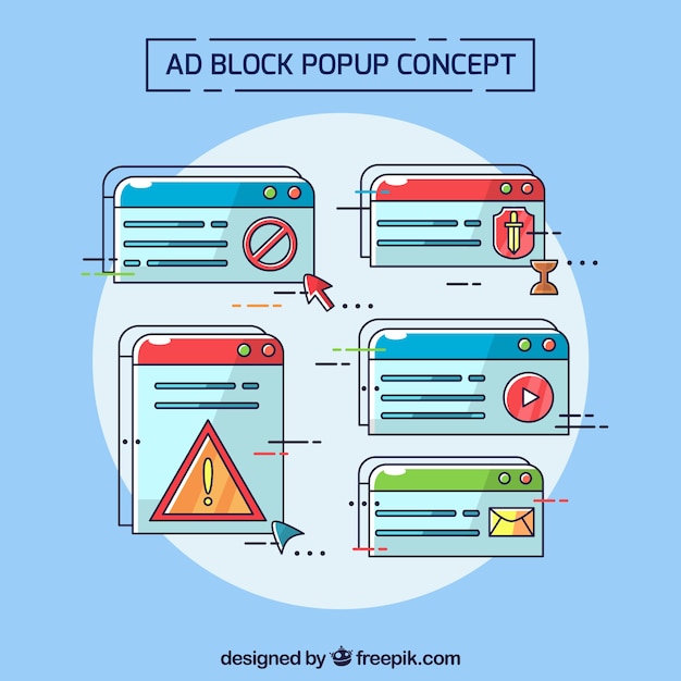 Concept moderno de ad block con diseño plano