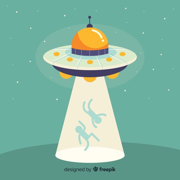 Concepto de abducción de ovni con diseño plano