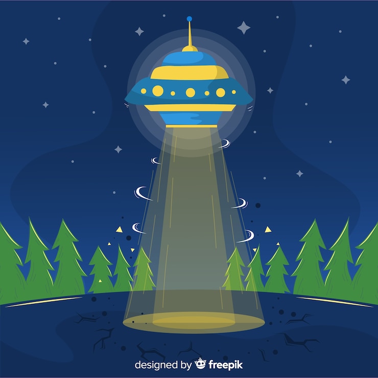 Vector gratuito concepto de abducción de ovni con diseño plano