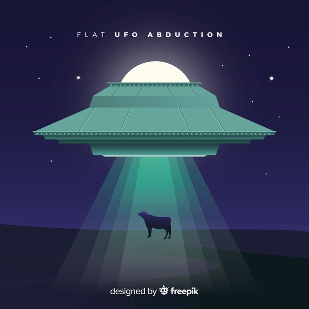 Concepto de abducción de ovni con diseño plano