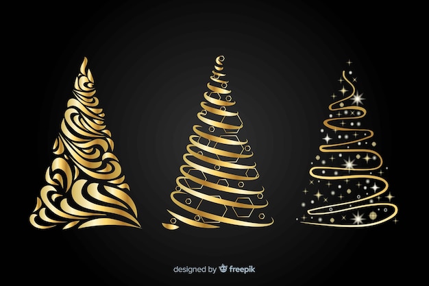 Vector gratuito concepto abstracto del árbol de navidad dorado