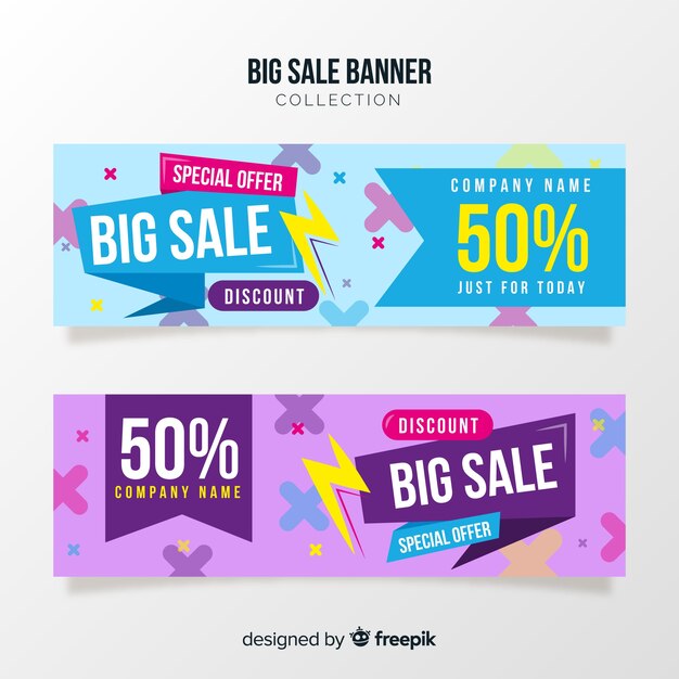 Concepto abstracto de banners de rebajas