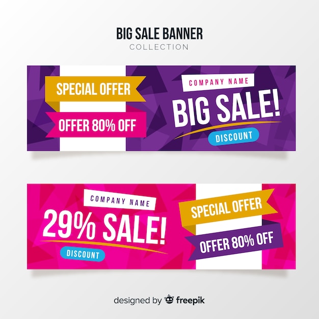 Concepto abstracto de banners de rebajas