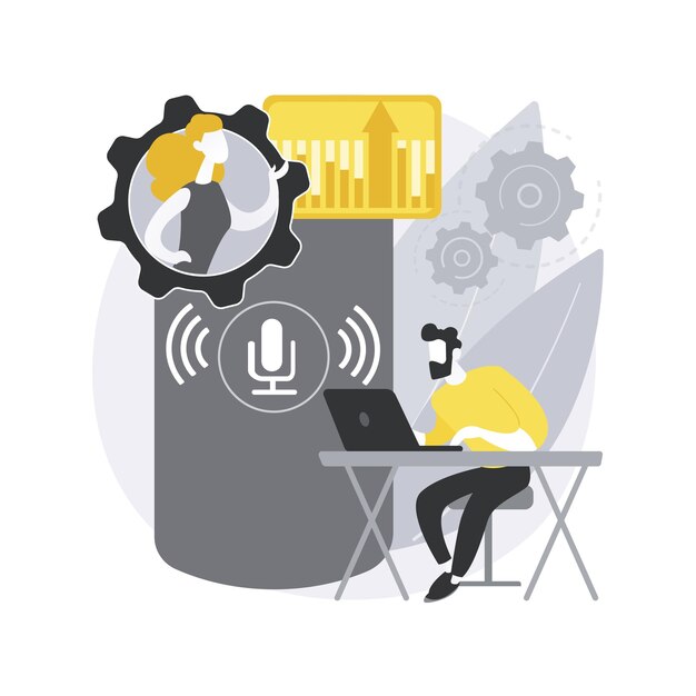 Concepto abstracto de controlador de oficina de altavoz inteligente