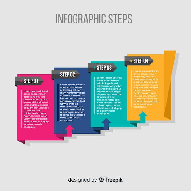 Concepto abstracto de pasos infográficos